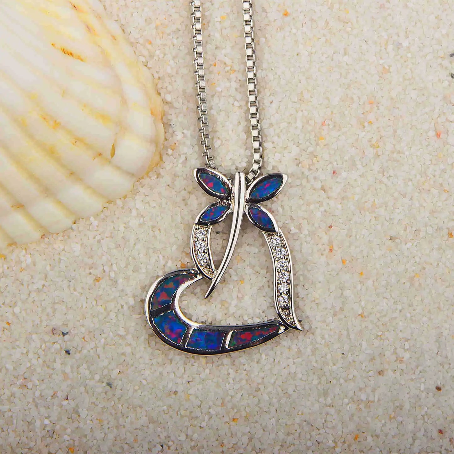 Aobao Christian Copper Sweater Chain Dragonfly Necklace with Dark Brown Dragonfly Pendant Wholesale Jewelry Inlaid with Opal