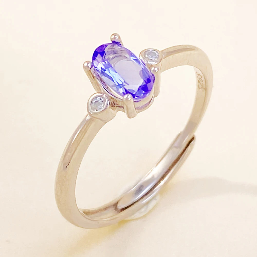 Gioiellieri Fashion Jewelry Rings Natural Tanzanite Classic Gold Plated for Women Low Price 925 Silver Comfortable Fit