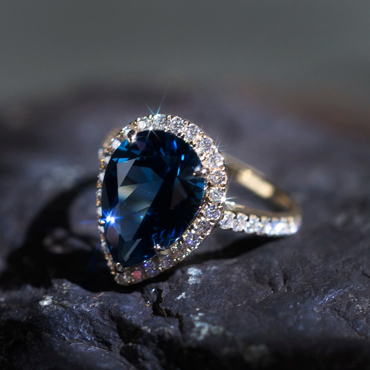 Messi Jewelry MS-829 10k Gold  Pear Cut Spinel Gemsstone Engagement Ring Classic Style