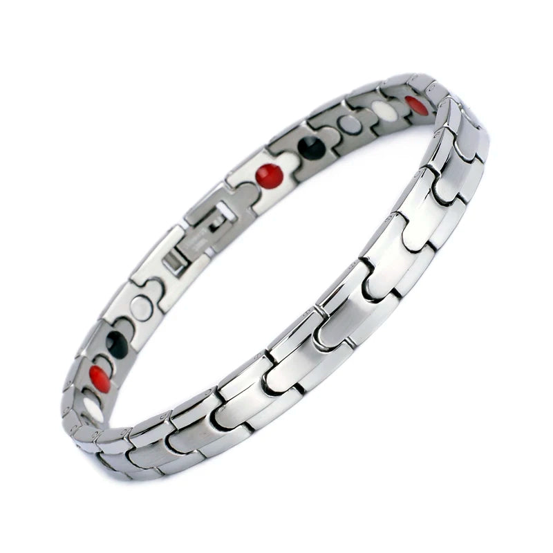 High Quality Waterproof No Tarnish  Stainless Steel Magnetic Therapy Arthritis Germanium 4 in 1 Energy Bracelet Japan