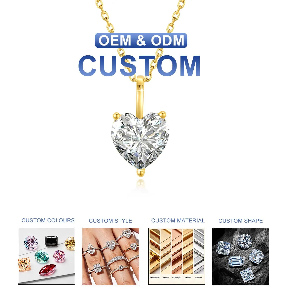 Gioiellieri Professional Customization Jewelry Manufacturers Heart Cut 1-3CT Moissanite Necklaces for Women 14K Hollow Yellow Gold Pendant