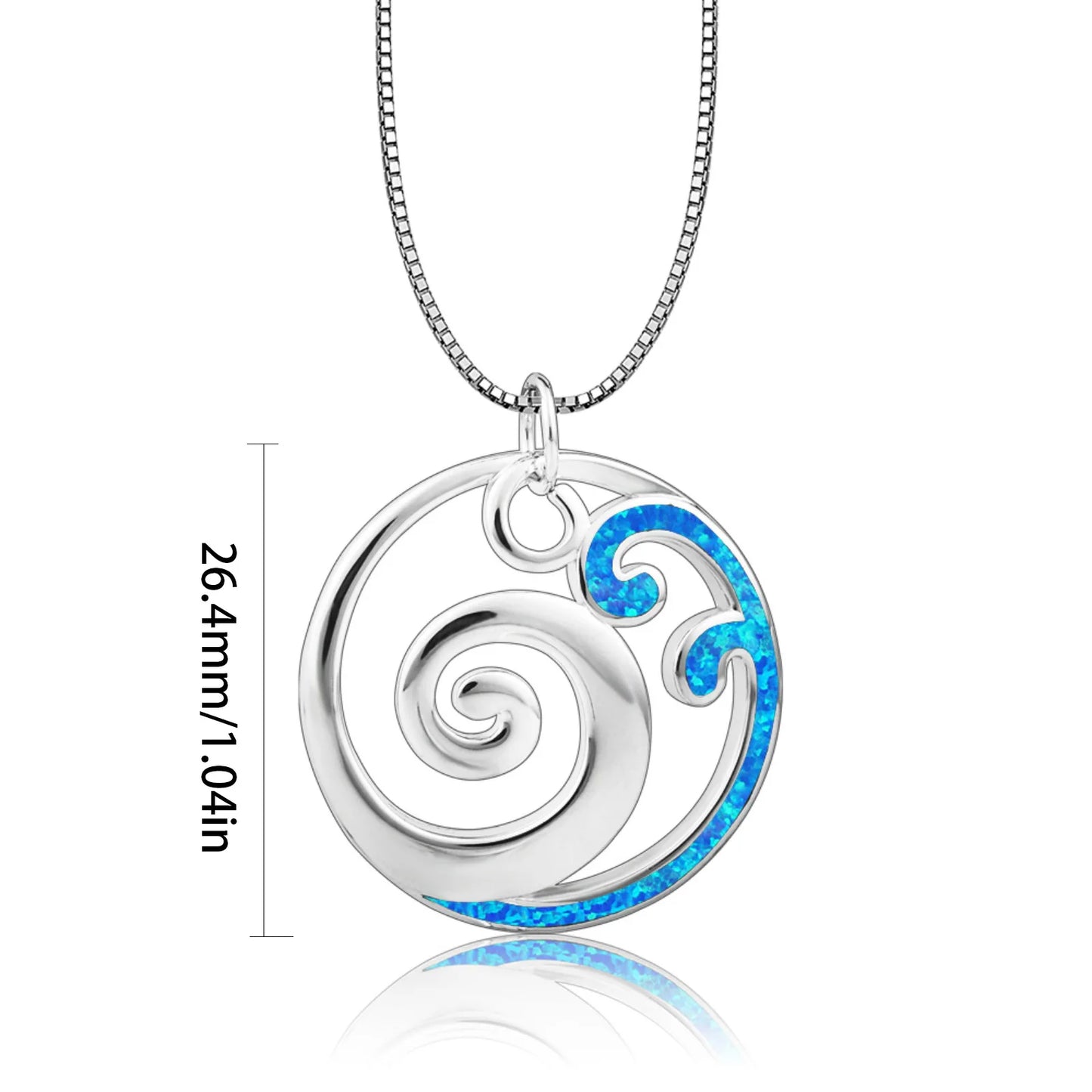 TikTok INS Wind Necklace Hawaii Beach Blue Waves Opal Pendant Europe-Inlaid Jewelry for Buddhism Followers