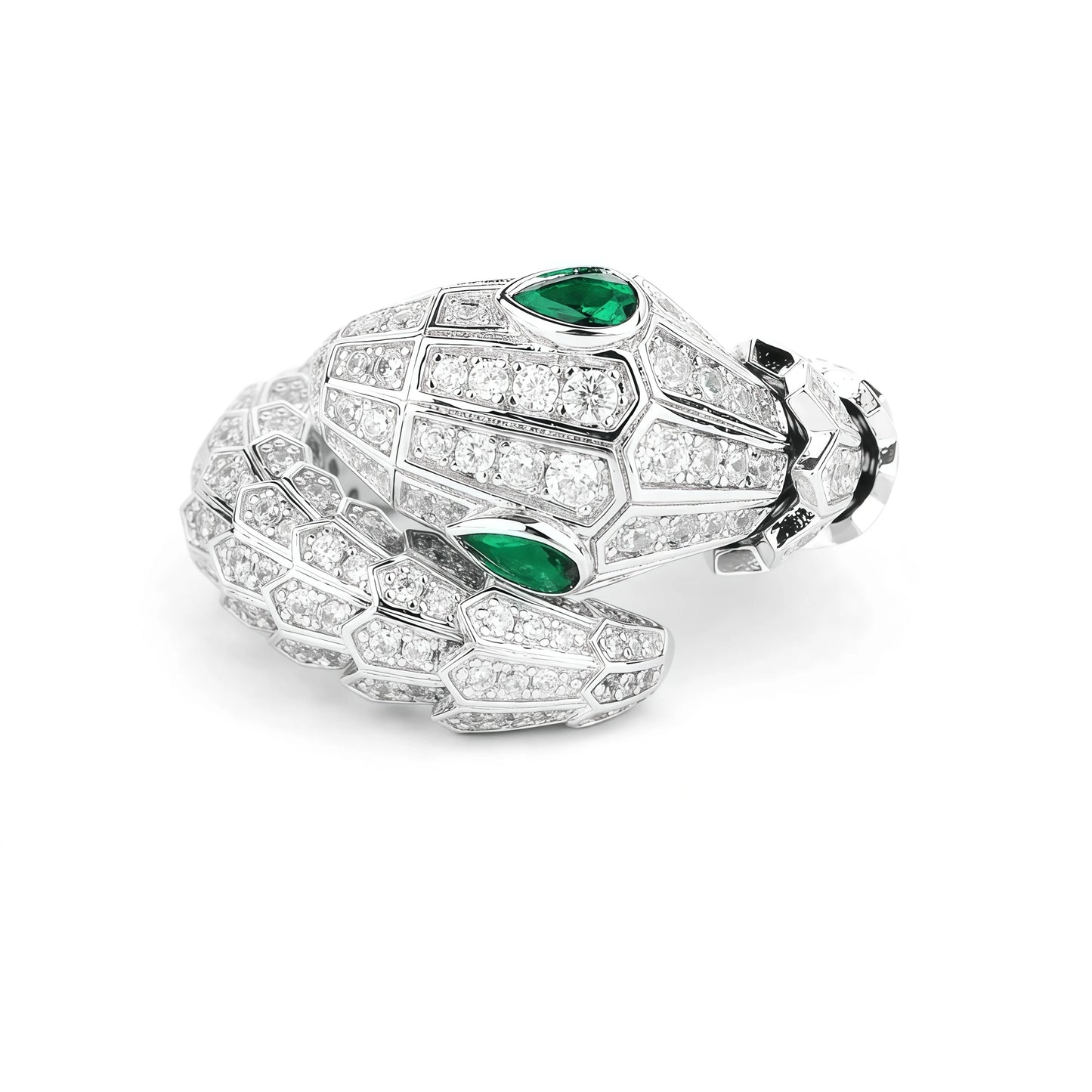 MUSHAN Jewelry Factory 925 Sterling Silver Ring Women Luxury Brand Green Gemstones Synthetic Diamond Snake Rings Fine Jewelry