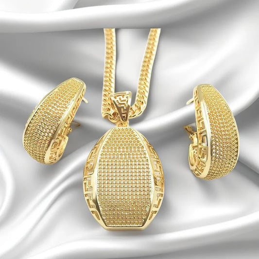 Luxury 18k Gold Plated Italian Bridal Jewelry Set for Women Wedding Necklace and Earrings for Parties Made From Brass
