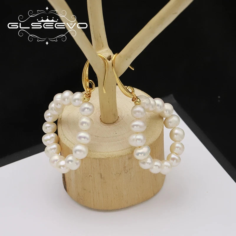 Natural Freshwater Pearl Earrings 18k Gold Plated Simple Baroque Irregular Vintage Earrings for Women