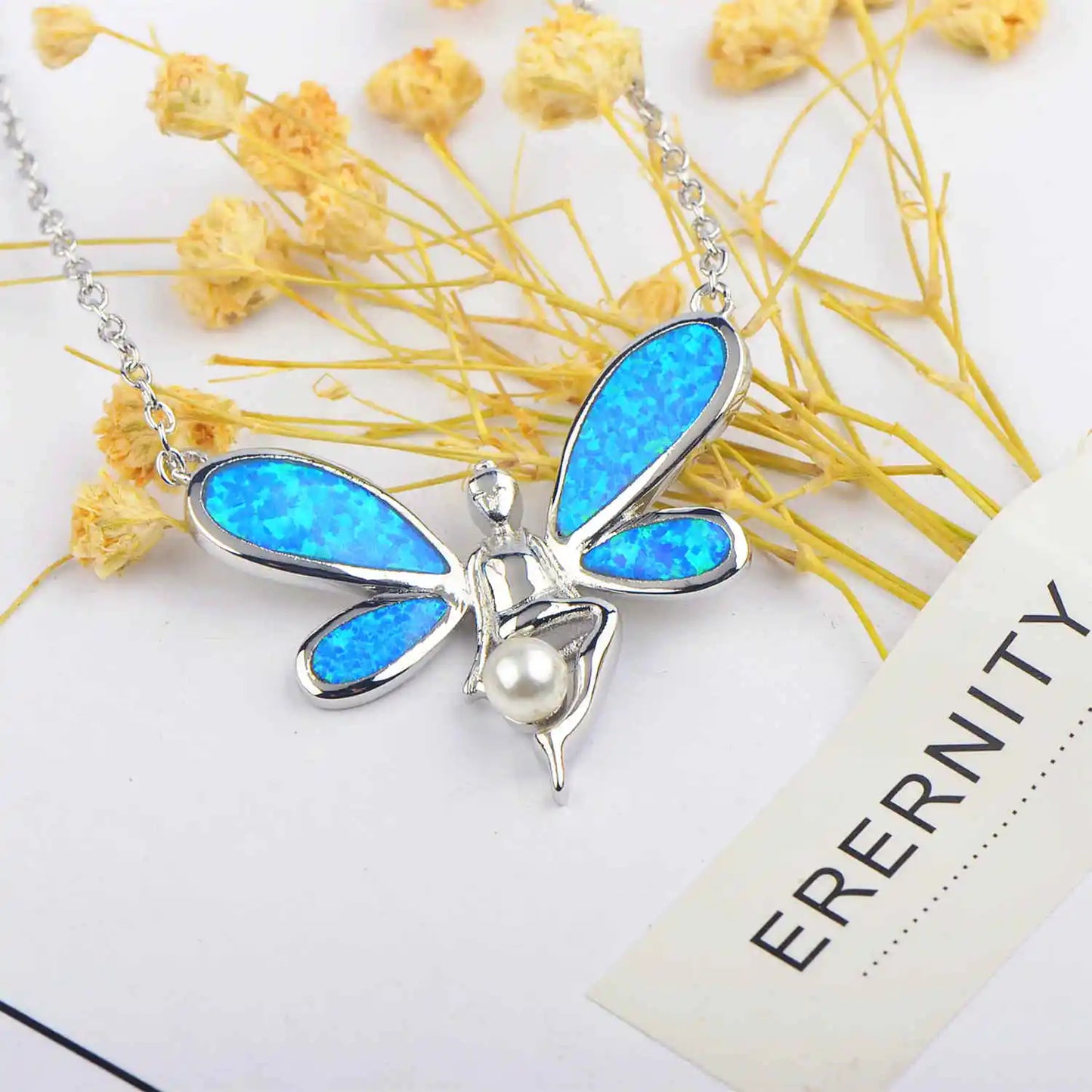 TikTok & Instagram Fashionable Sporty Brass Alloy Elf-shaped Opal Pendant Necklace (Party Style)