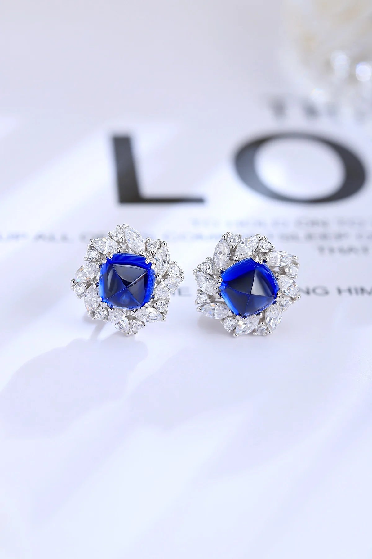 Gemfiori Anster High Quality S925 Lab Grown Sapphire Earring Stud Dainty Gemstone Stud Earrings for Women Daily Wear Gift