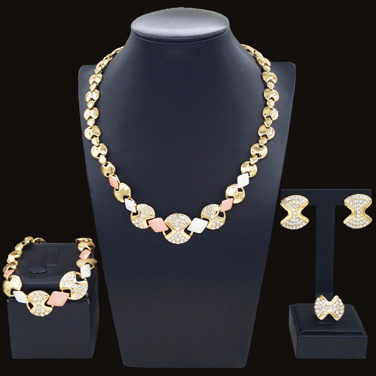 Zhuerrui High Quality Luxury Gold Jewelry Sets Multi Color Beads Necklace Jewelry Set Latest Bridal Wedding Gifts HA23244