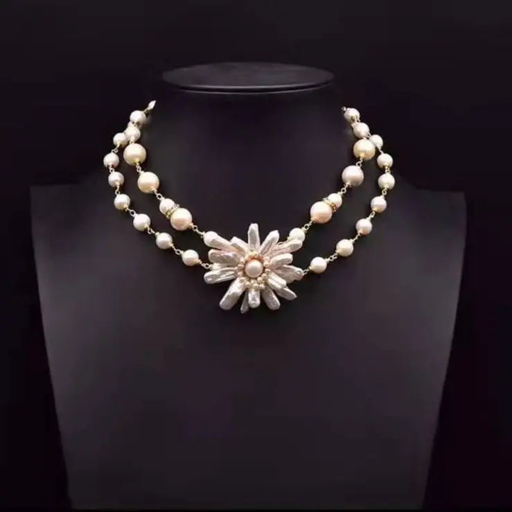 Hot Selling Natural Freshwater Baroque Pearl Necklace Women Gold Collar Chain Flower Choker Fashion Jewelry Wholesale