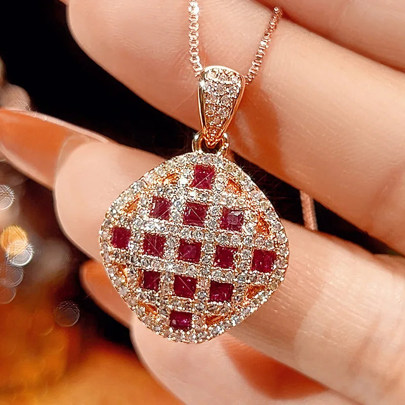 REDheart Simulation Zircon Flower Advanced Light Luxury Trendy Fashion Costume Jewelry Sets Female Copper Inlaid Zircon 18K Gold Plated