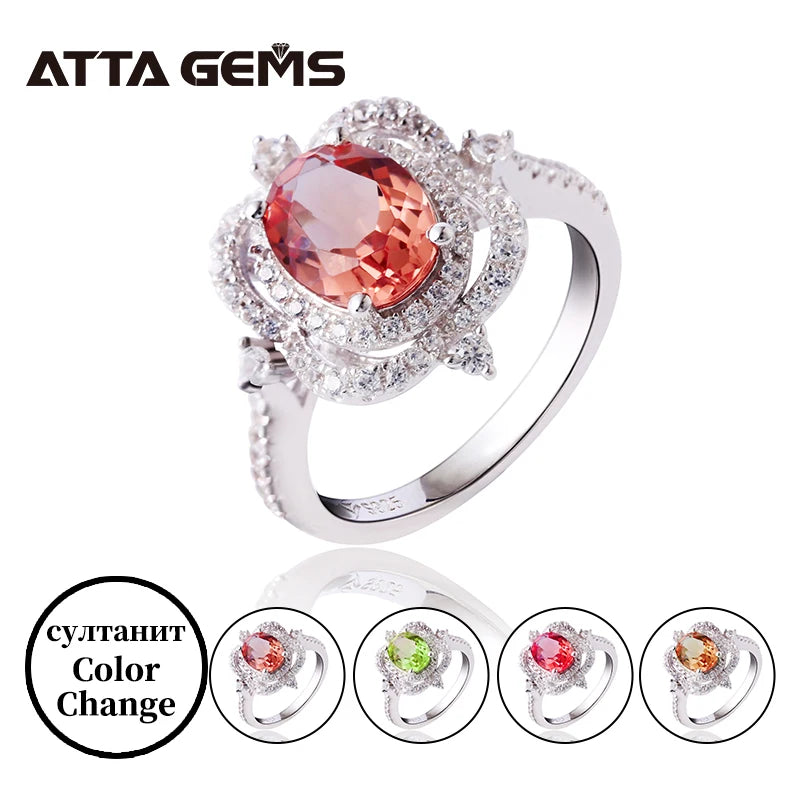 Zultanite Jewelry Sets 925 Sterling Silver Created Diaspore Dangle Earrings Ring Yellow Gold Color Change Gemstone Women's
