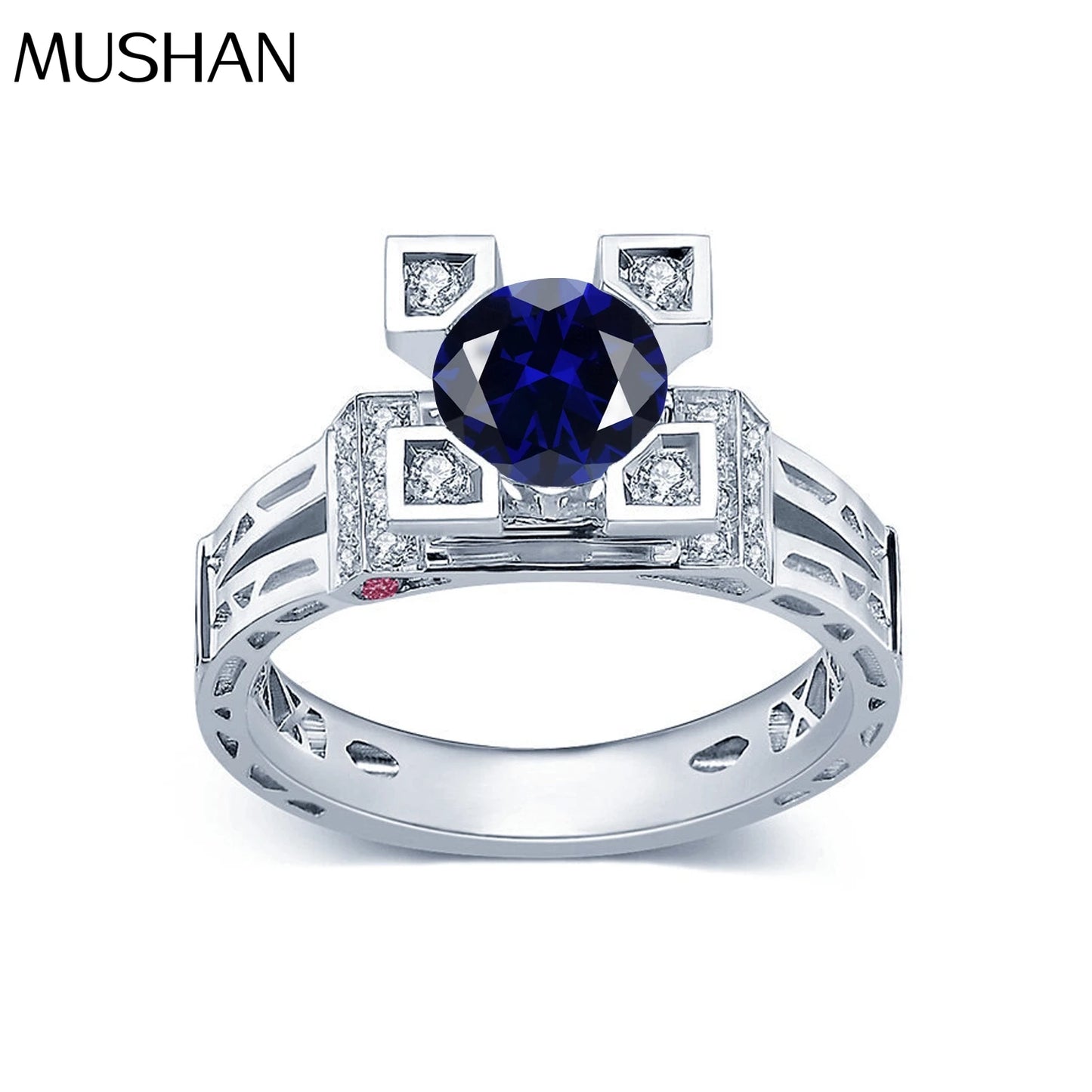 MuShan Jewelry Factory Paris Kiss Eiffel Tower Ring S925 Silver Zircon Ring Jewelry