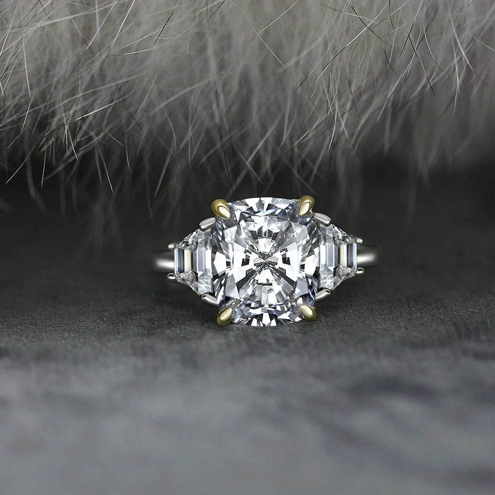 MUSHAN Jewelry Factory 10*12  6 Carat Pure Silver With Imitation Diamonds Simple and Elegant European and American Style