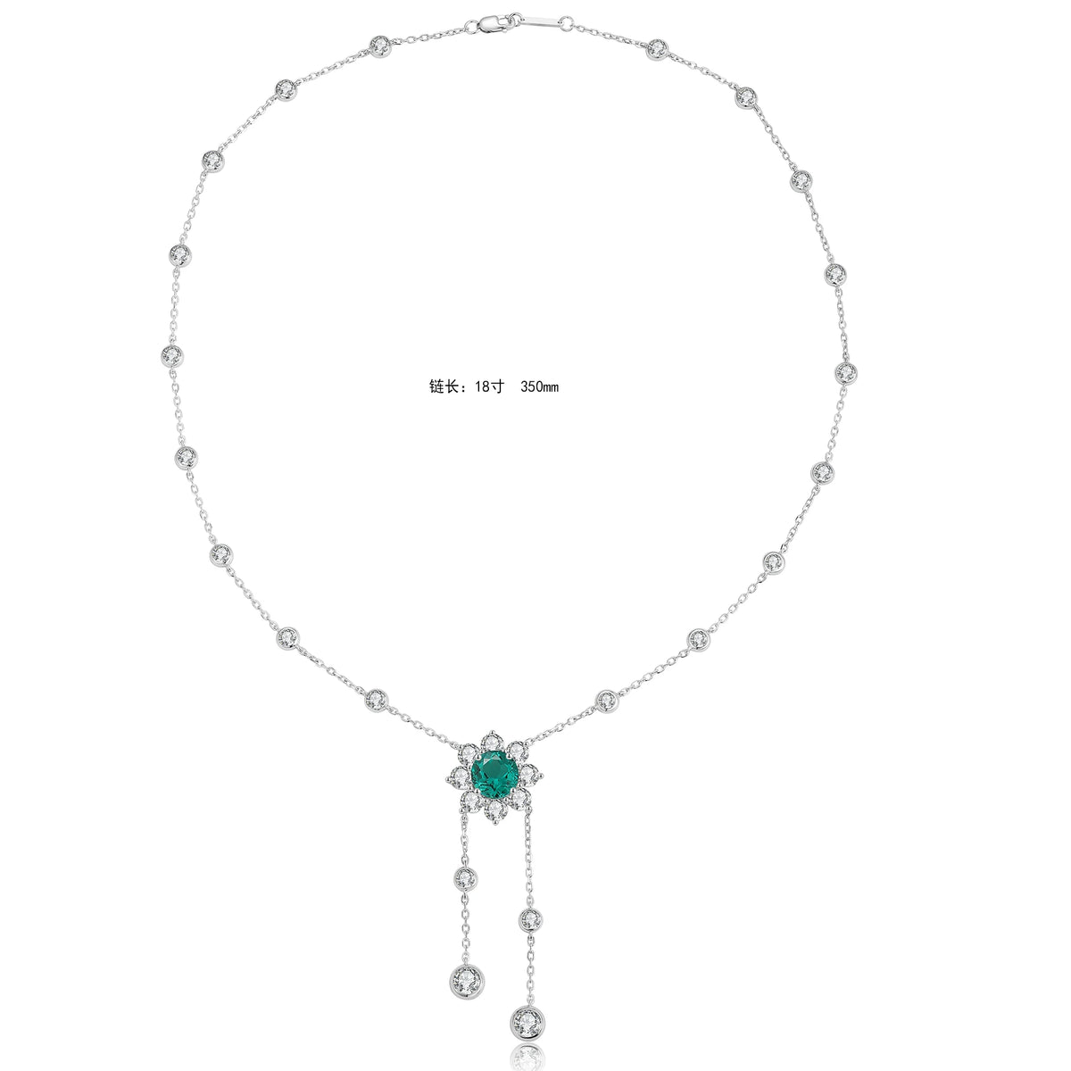 Gemfiori Anster 925 Sterling Silver High-quality Cultivated Emerald Necklace - Suitable for Parties or As a Gift