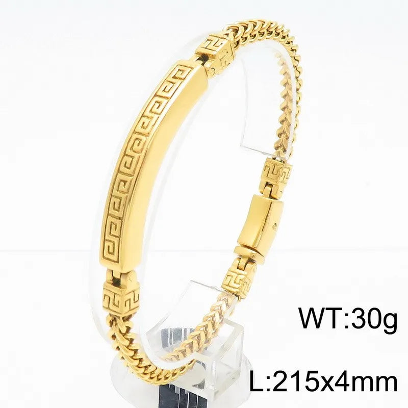 KALEN Gothic Fashion Bracelets Mens Stainless Steel Herringbone Links Bracelet