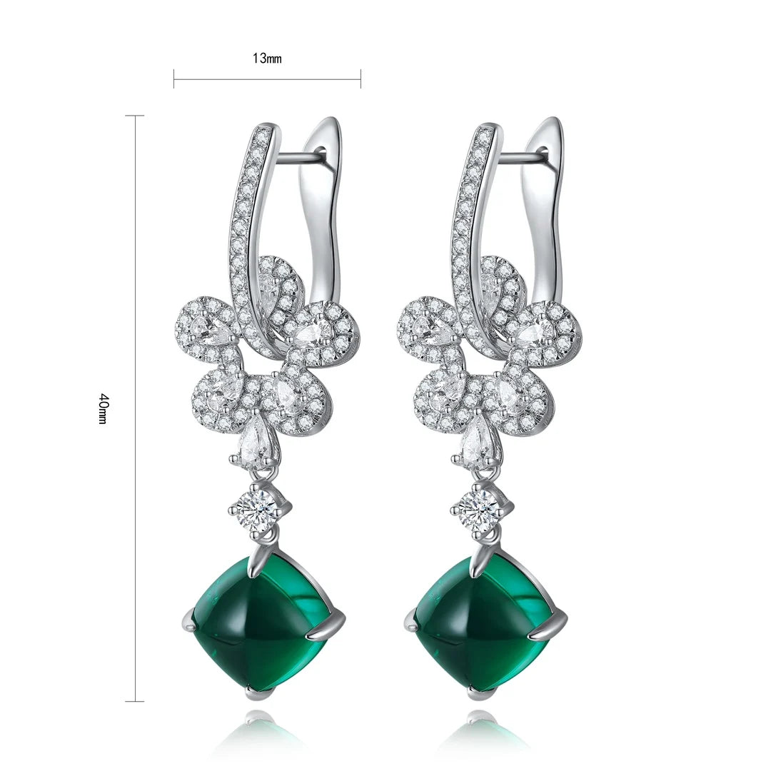 Gemfiori Anster High Quality S925 Lab Grown Emerald Earring Stud Dainty Gemstone Stud Earrings for Women Daily Wear Gift