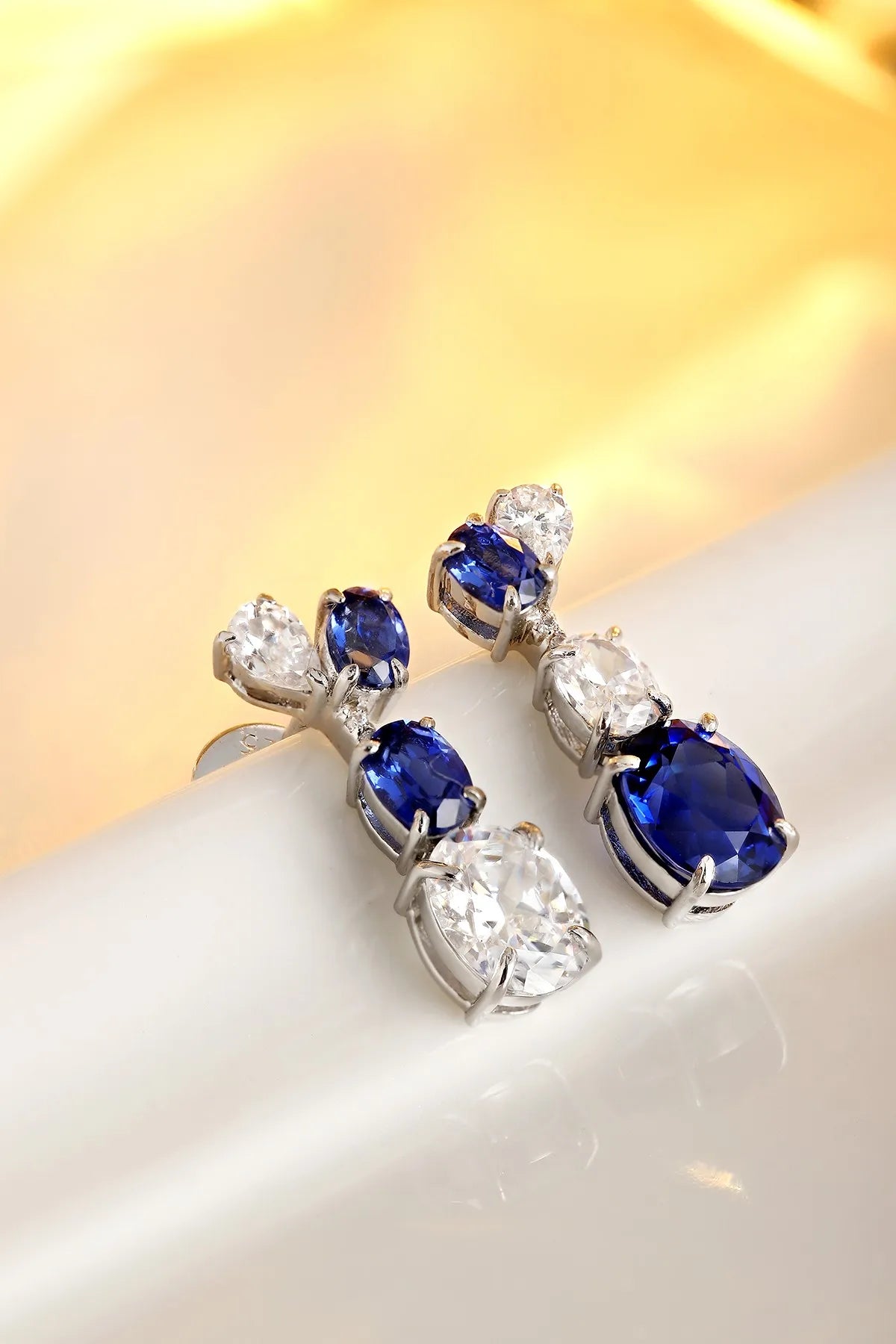 Gemfiori Anster High Quality S925 Lab Grown Sapphire Earring Stud Dainty Gemstone Stud Earrings for Women Daily Wear Gift