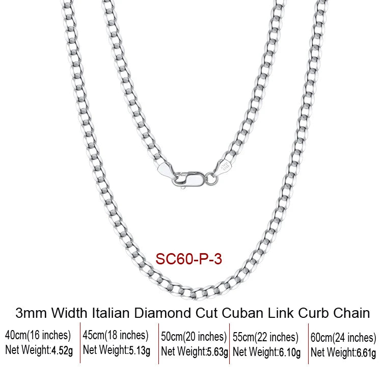 S&S 925 Sterling Silver Chain Necklace — Rope, Figaro, Cuban & Box | S&S Collection