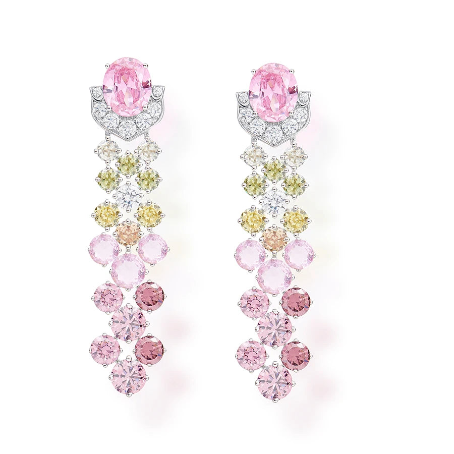 High End Dubai Double-layer pink Necklace and Earring Bracelet Set Fashionable Wedding Jewelry  Zircon Direct Sales Gift