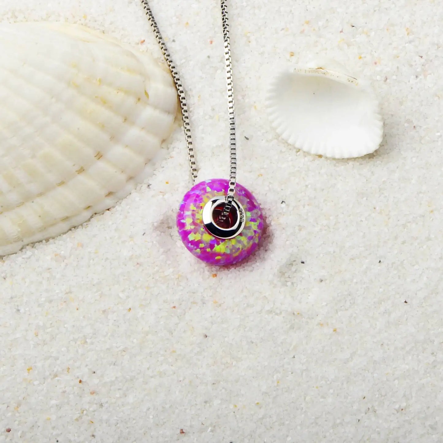 TikTok & Ins Fashionable Sporty Brass Copper Alloy Round Shape Opal Pendant Necklace for Party