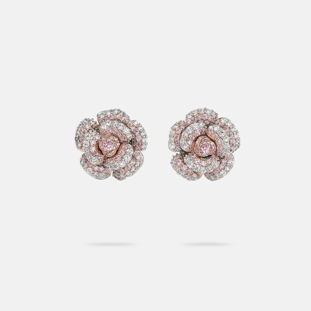 MUSHAN Jewelry Factory 925 Sterling Silver Rose Stud Earrings for Women HCD Gemstones High Carbon Diamond Earrings Stud Jewelry
