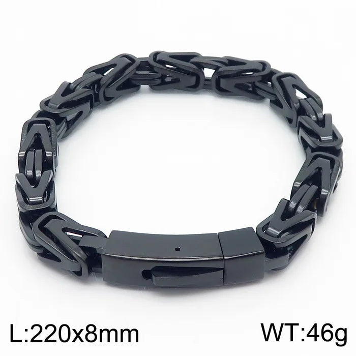 VIKING Byzantine Links Bracelet – 316L Stainless Steel Unisex 8mm Silver Gold Black Blue Rainbow