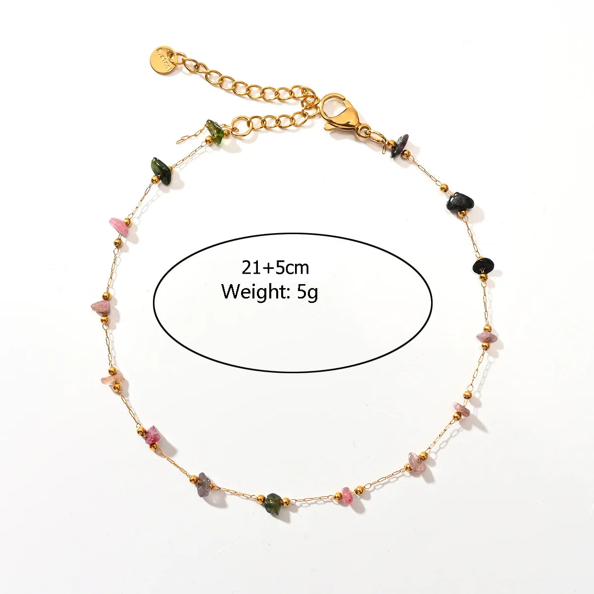 Fashion Beach Style Stainless Steel Ankle Chain Colorful Stones Anklets for Women