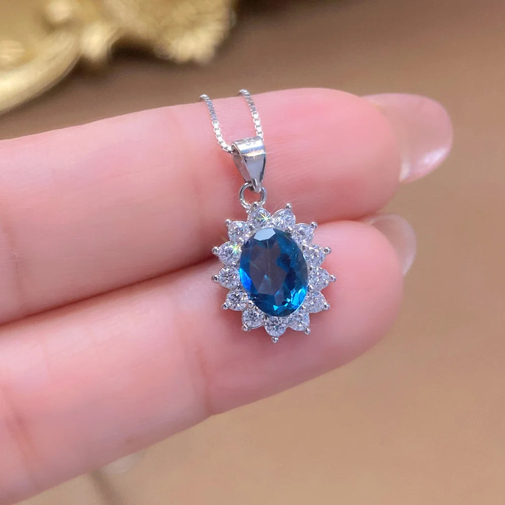 Gioiellieri Sterling 925 Silver Rhodium Plated Natural Topaz Luxury Trendy Custom Indian Birthstone Jewelry Pendant for Women