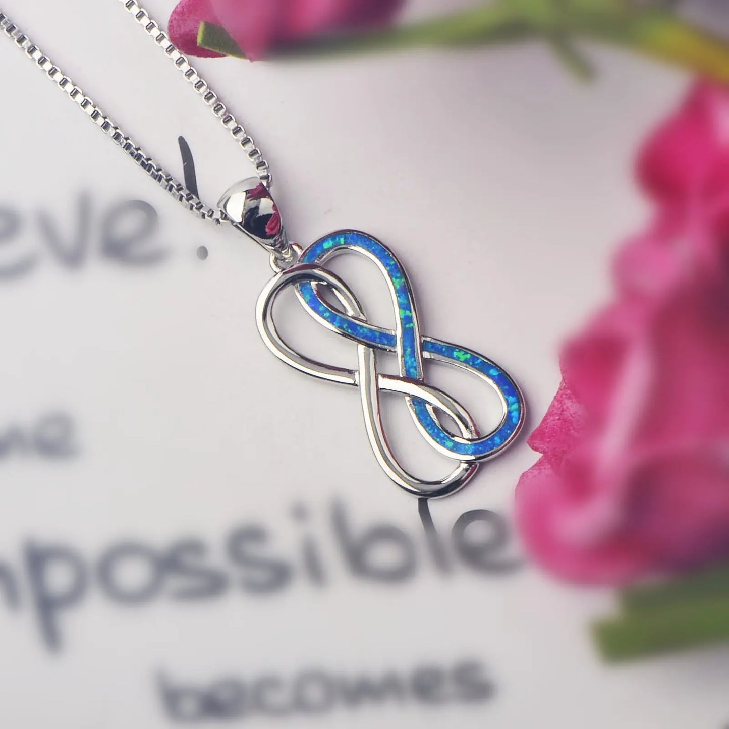 TikTok Viral Infinity Opal Necklace | Blue Eternal Love Jewelry - Ins Trendy Bulk Supply