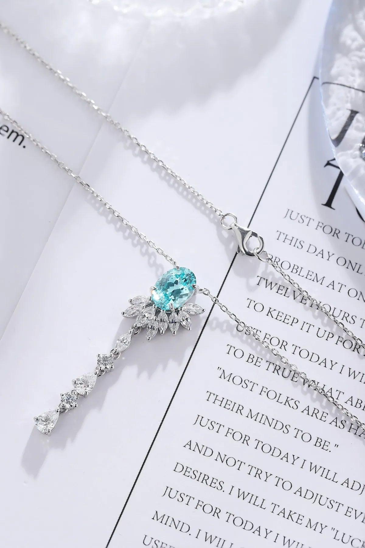 Gemfiori Anster 925 Sterling Silver High-quality Cultivated Paraiba Necklace - Suitable for Parties or As a Gift