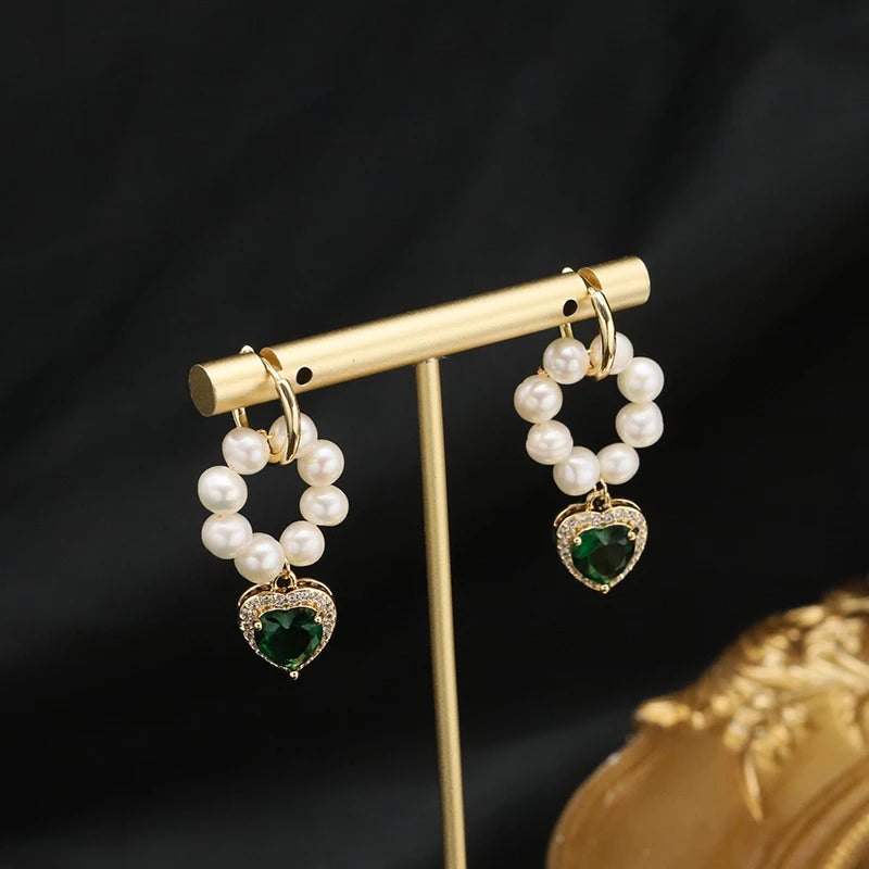 Natural Freshwater White Pearls  Wholesale Fashion Jewelry Earrings Luxury 18k Gold Plating Hoop Earrings