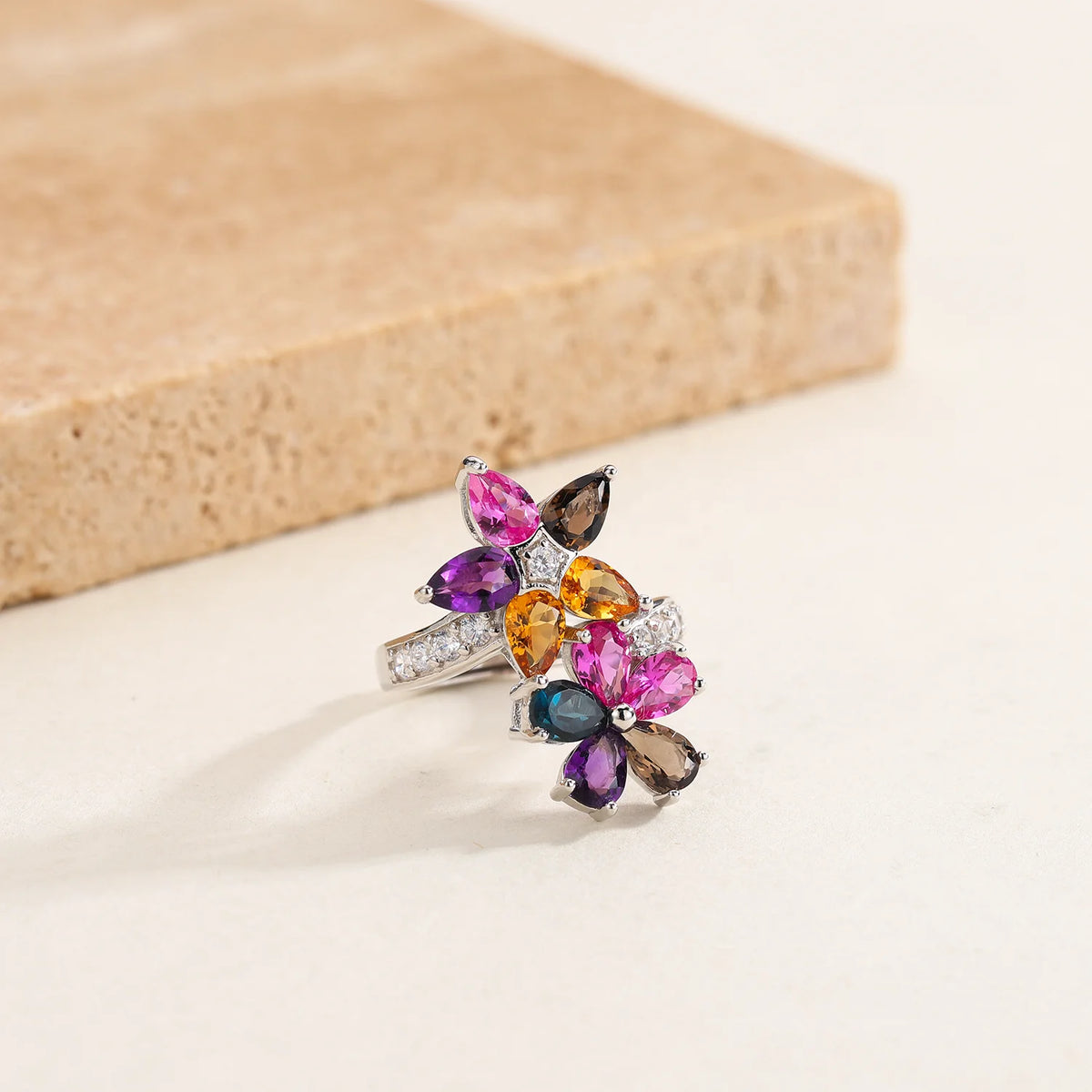 ArtistA A3546 Abding New Arrival Colored Real Gemstone 925 Silver Necklace Earrings Ring Fine Jewelry Set for Women Birthday Gift