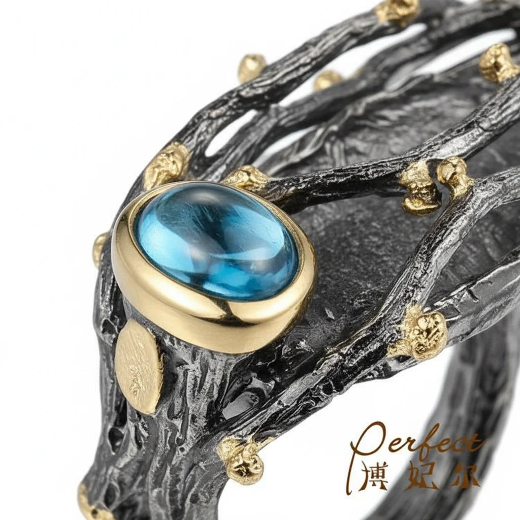 Cicada Sterling 925 Ring Gold Plated Design Moroccan Silver Rings
