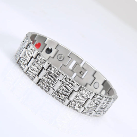 Pure Titanium Germanite 4-in-1 Magnetic Health Bracelet Spot Wholesale Magnetic Pure Titanium Bracelet for Men 18K Gold Plated