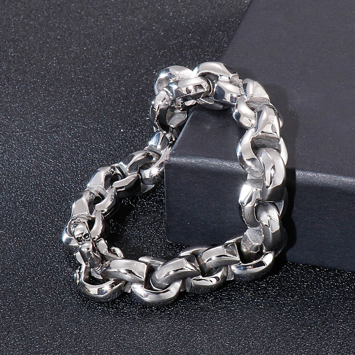 VIKING Link Chain Ankle Bracelet – 316L Stainless Steel Men's Silver Bangle 21cm