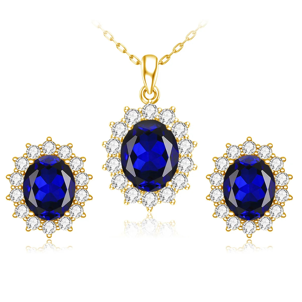 ArtistA Custom Jewelry Any Ruby Gemstone Women 925 Sterling Silver 24k Gold Plated Rings and Earrings Jewelry Sets
