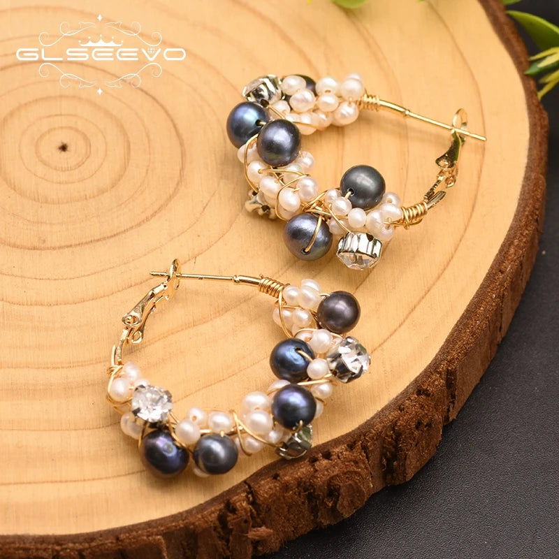 100% Natural Fresh Water Pearl Hoop Earrings for Women Engagement Birthday Luxury Jewelry Pendientes Mujer Earrings Bulk