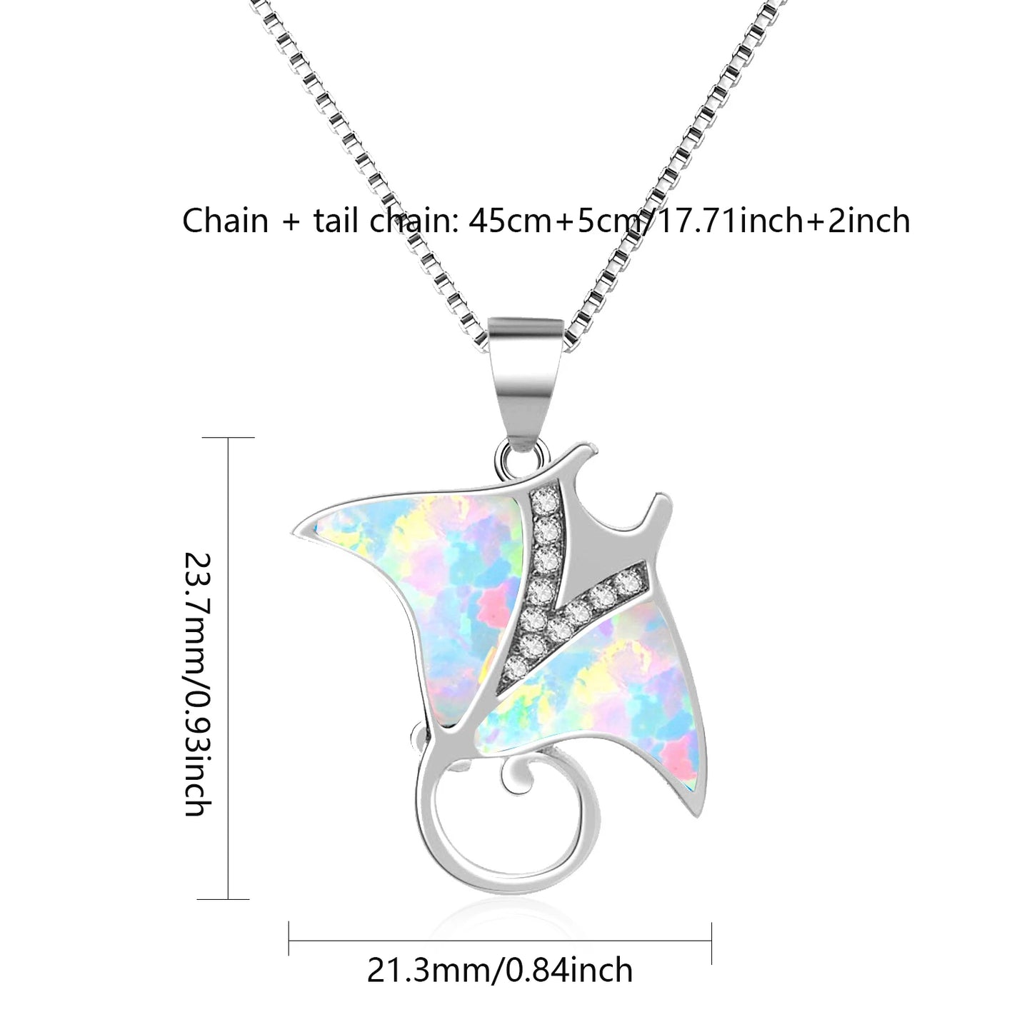 Marine Animal Pendant Necklace Aobao Opal Inlaid Crystal Accent Fashion Jewelry