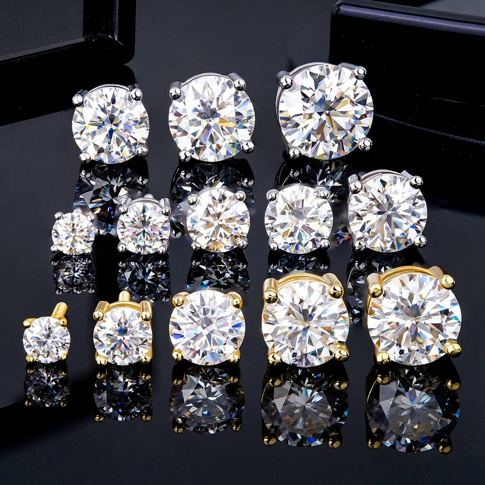 Oem & Odm Factory Wholesale Gra Hip Hop Jewelry Men Women Vvs Moissanite Diamond Sterling Silver 925 Screw Back Stud Earrings