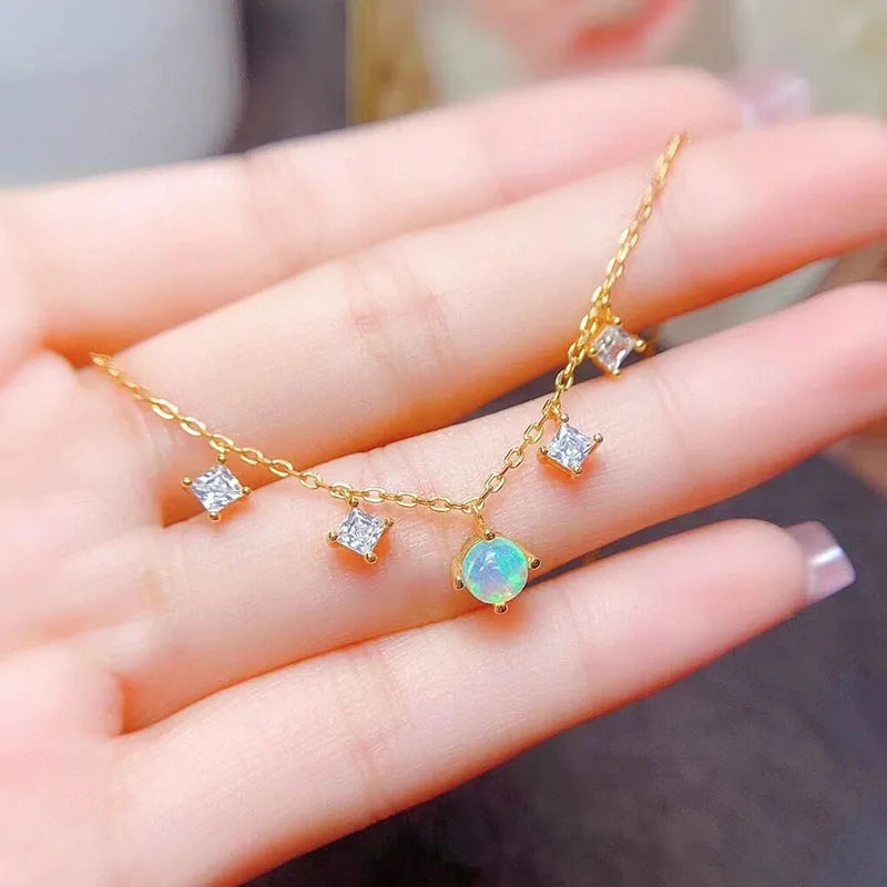Gioiellieri 925 Sterling Silver Indian Natural Opal Wedding Jewelry Set for Women Gold Bridal Party Engagement Outfit Good Price