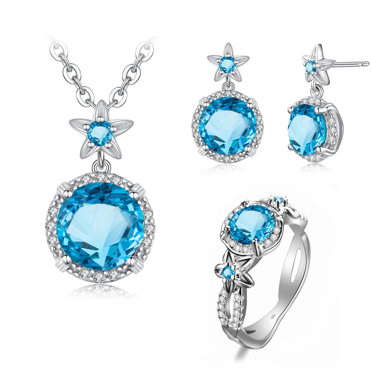 Szjinao Vintage Jewelry Manufacturer Women's Boho Flower Earrings and Pendant Set 925 Sterling Silver Emerald Engagement Style