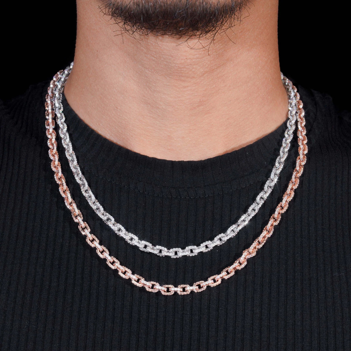 S&S 925 Sterling Silver Moissanite Necklace & Bracelet Set – GRA Certified – Silver & Rose Gold – Collection