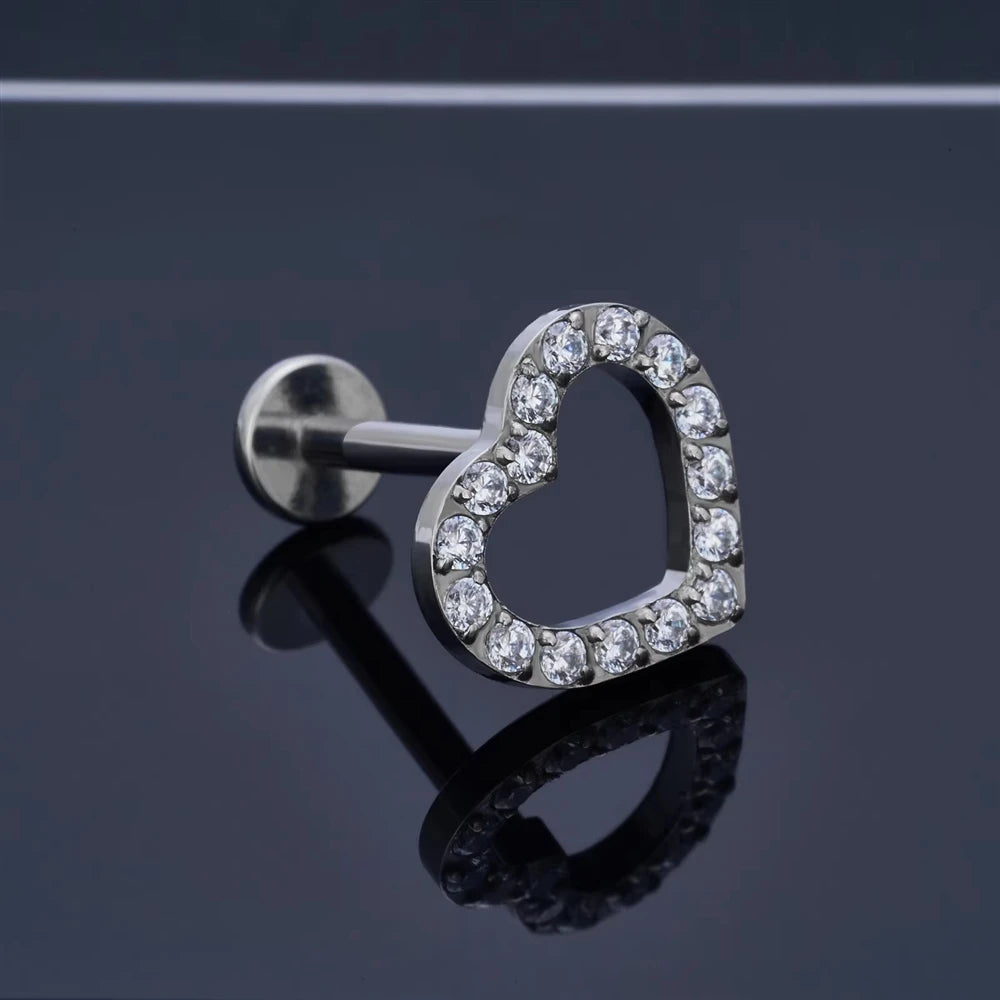 Wholesale G23 ASTM F136 Implant Grade Titanium Internal Thread Labret Ear Stud Zircon Helix Tragus Lip Body Piercing Jewelry
