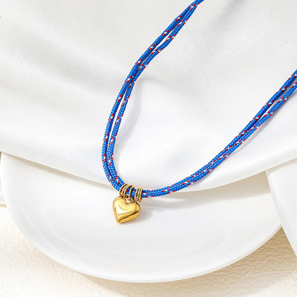 Joolim PVD Plated Wholesale Waterproof Summer Fashion Love Heart Pendant Nautical Rope Chain Necklace Stainless Steel Jewelry