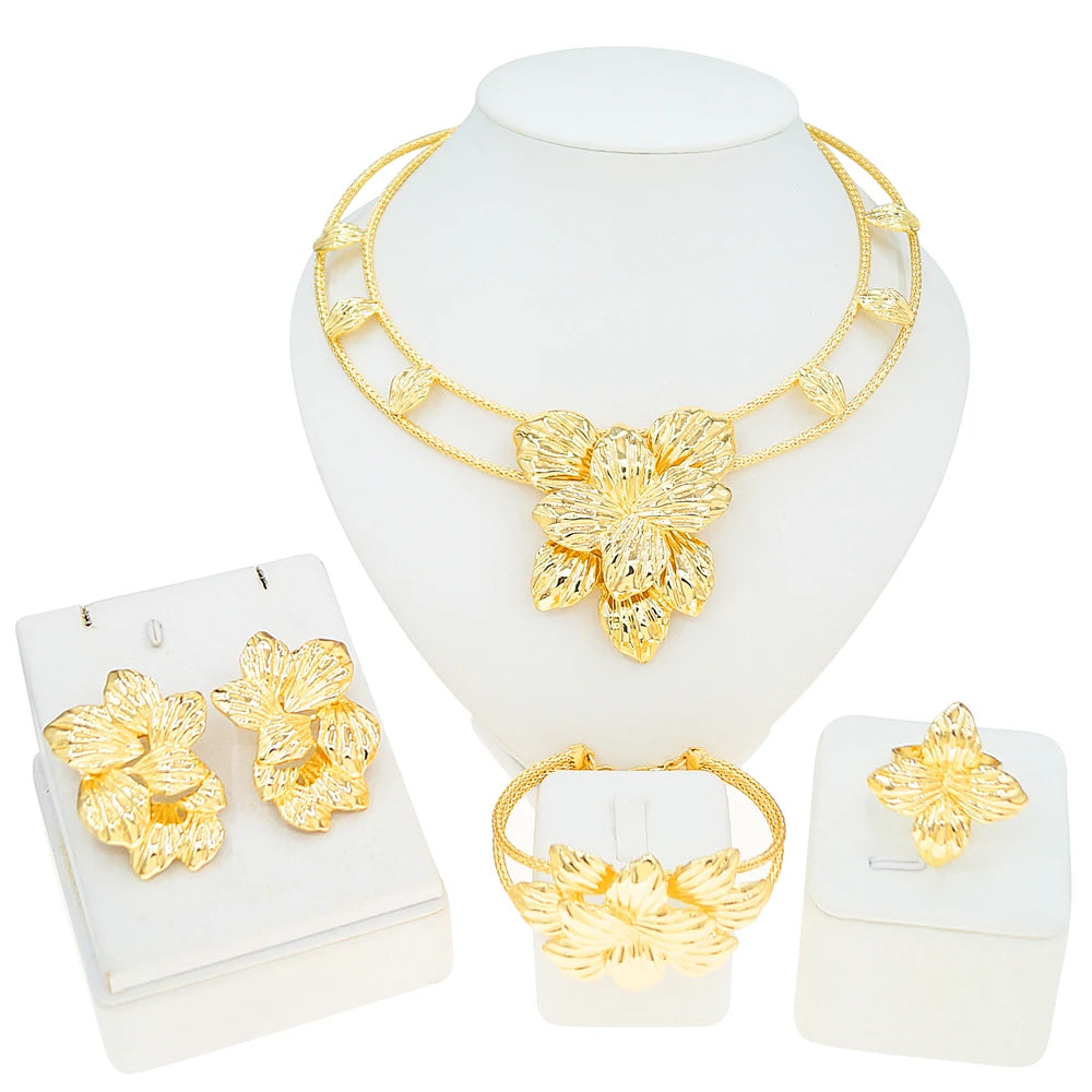 Zhuerrui Italiano Gold Designs Women Jewellery Set Party Fine Costume Jewelry Set Luxury Big Necklace Jewellery Sets X0009830