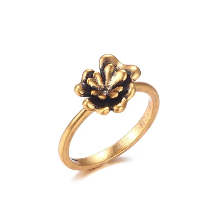 Flower Simple Cute 925 Sterling Silver Gold Plated Ring Without Stone