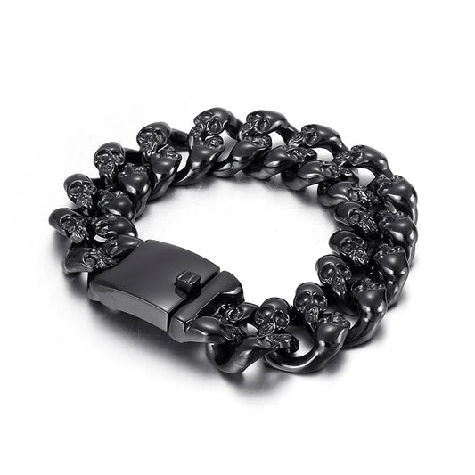 KALEN Punk Fine Fashion Jewelry Bracelets Stainless Steel Men Skull Links Bracelets Bangle