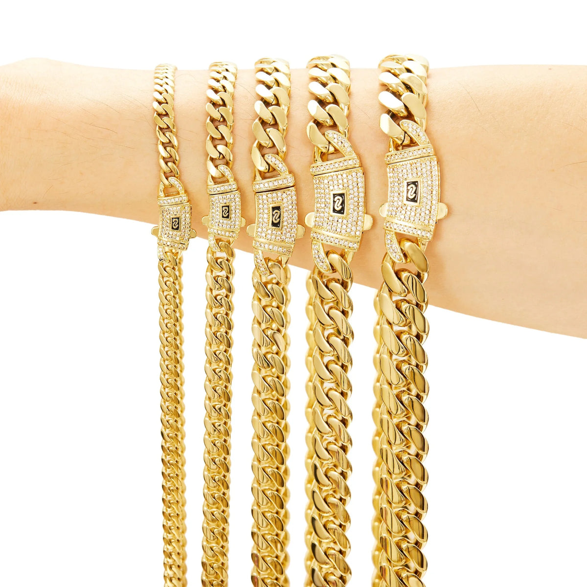 S&S 14K Gold Plated Stainless Steel Flat Cuban Monaco Link Chain Necklace — S&S Collection