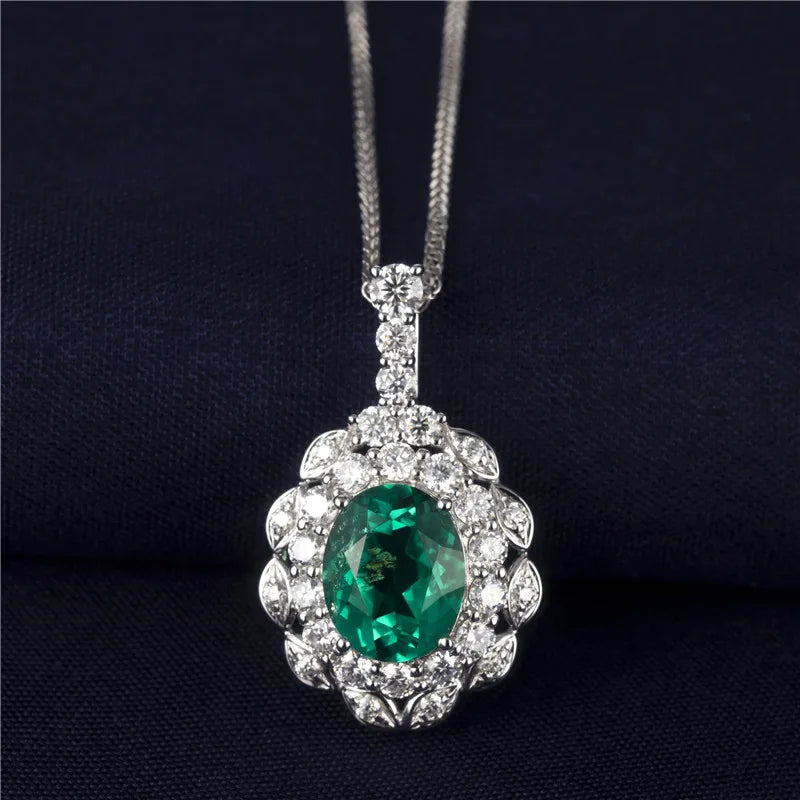 Gemfiori Messi Jewelry Necklace Women Square Pendant Trend Custom Emerald Made Gift White Gold Romantic Party Wedding Necklace