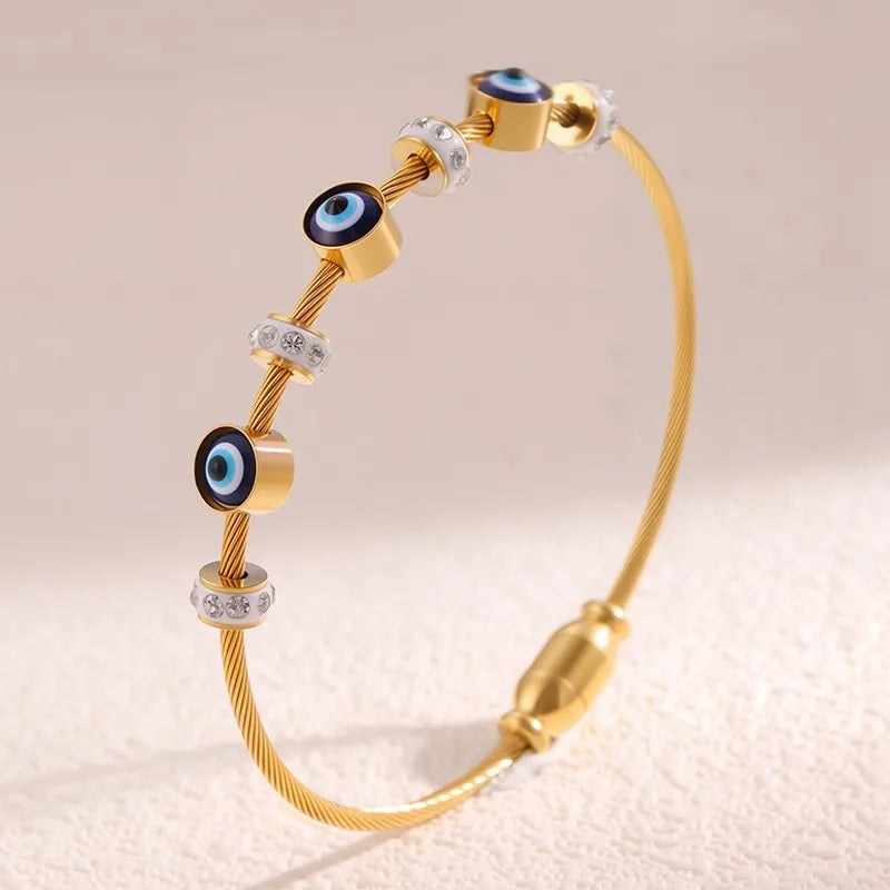 REBEL Stainless Inoxydable Stainless Steel 18K Gold Plated Roman Women Fashion Jewelry Bracelets Bangles